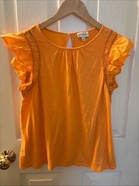 Wonderly Bright Orange Ruffle Sleeve Tank Top
